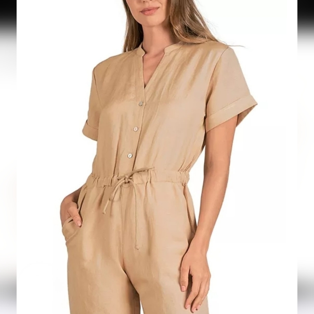 Bloomingdale's Elan Tan Jumpsuit Sz S